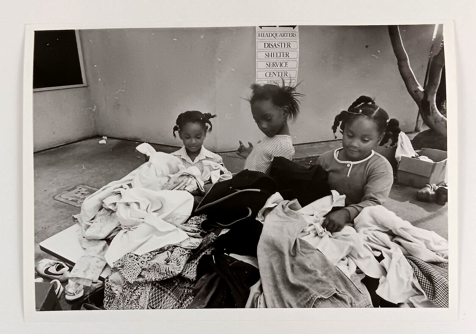 1980s African American Girls Disaster Shelter Clothes Giveaway VTG Press Photo