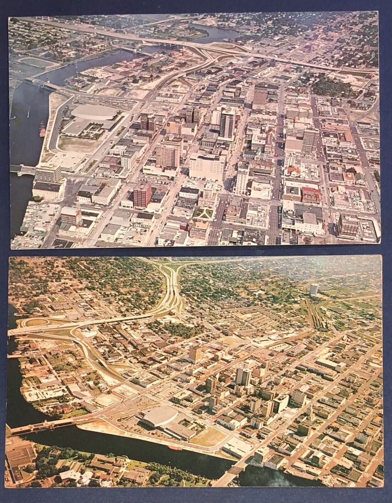 Postcards x2 Aerial View of Downtown Tampa Florida c1970