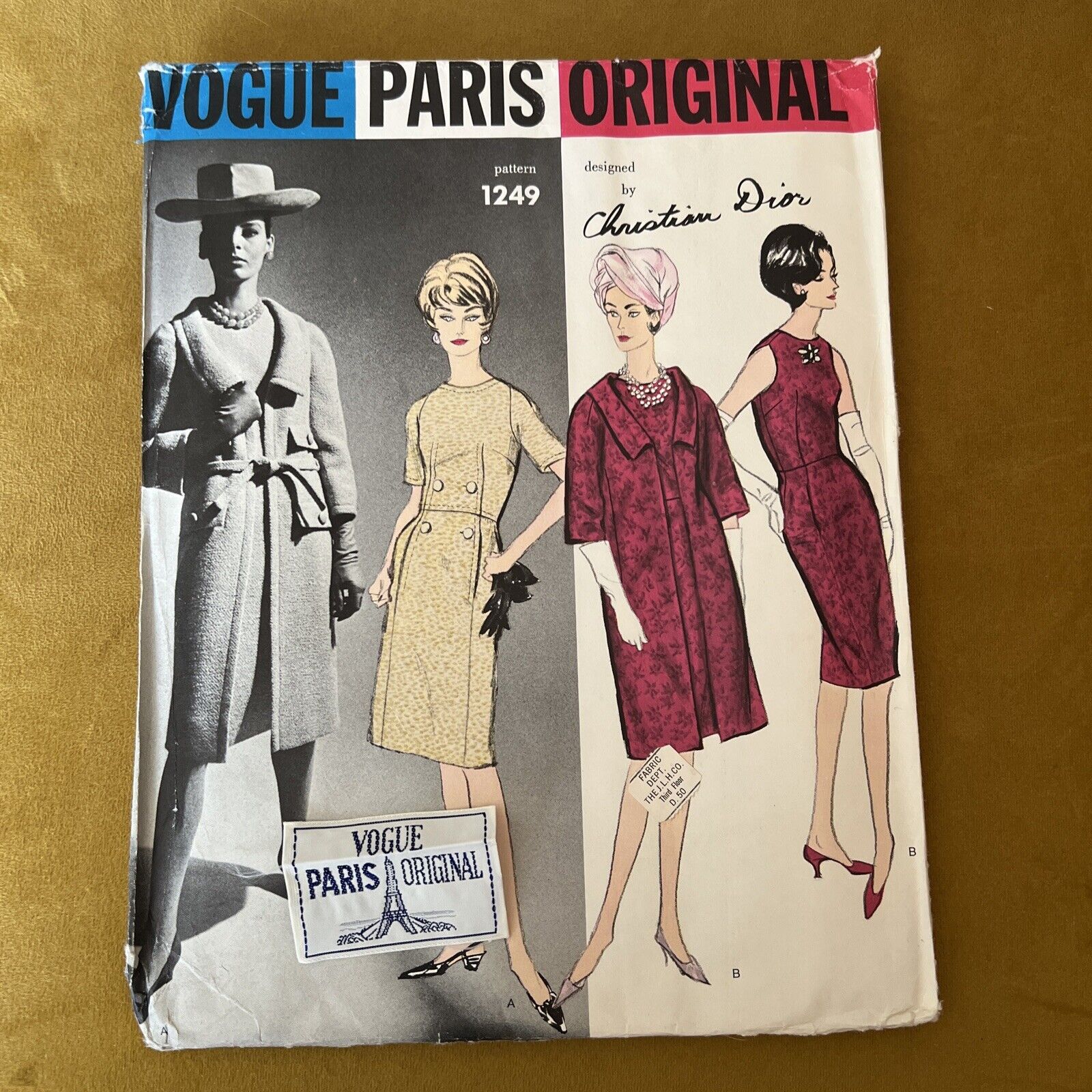 Rare 60s VOGUE PARIS ORIGINAL Pattern CHRISTIAN DIOR UNCUT 1249 Dress Coat Sz 14