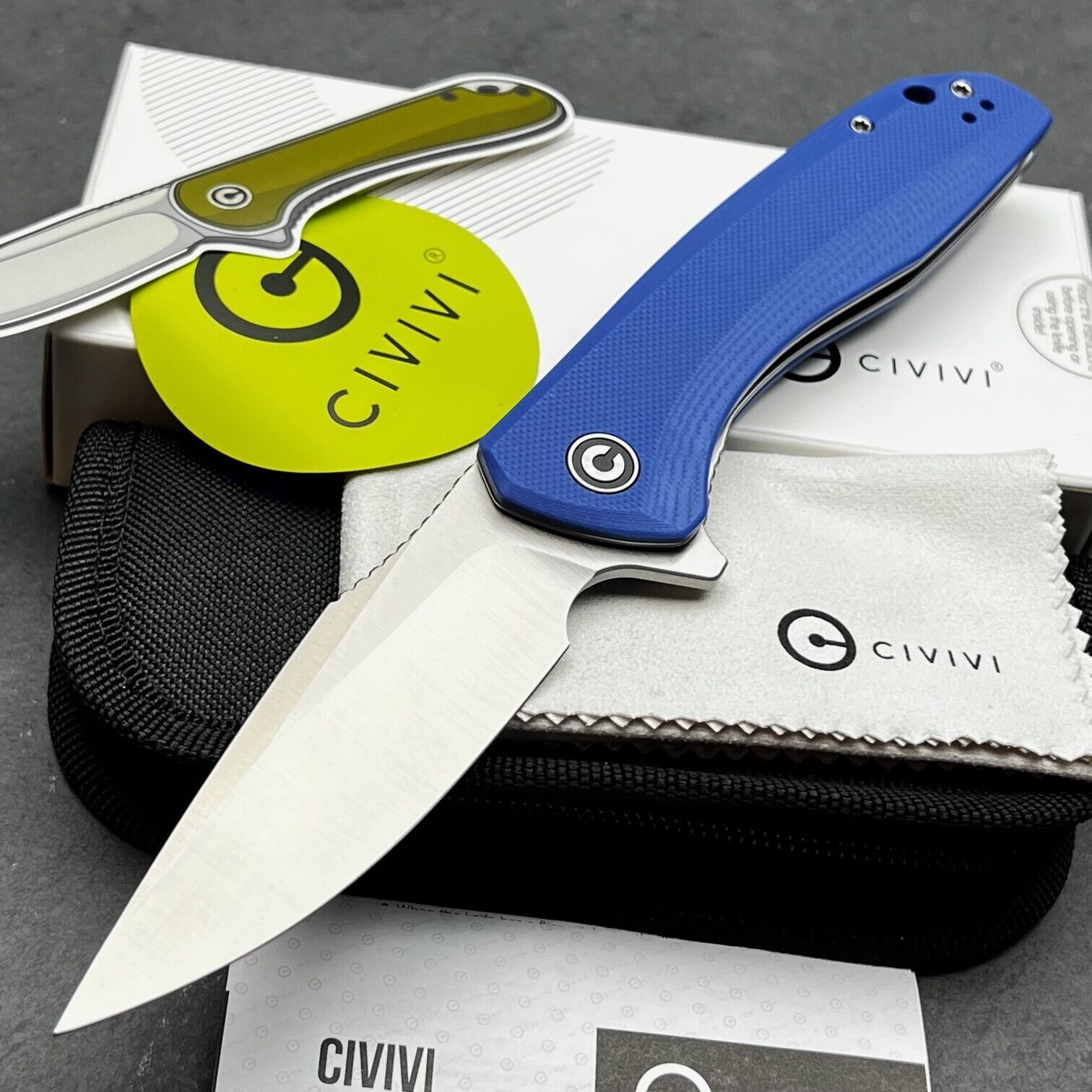 CIVIVI Baklash Blue G10 Handles Ball Bearing Flipper Blade Folding Pocket Knife