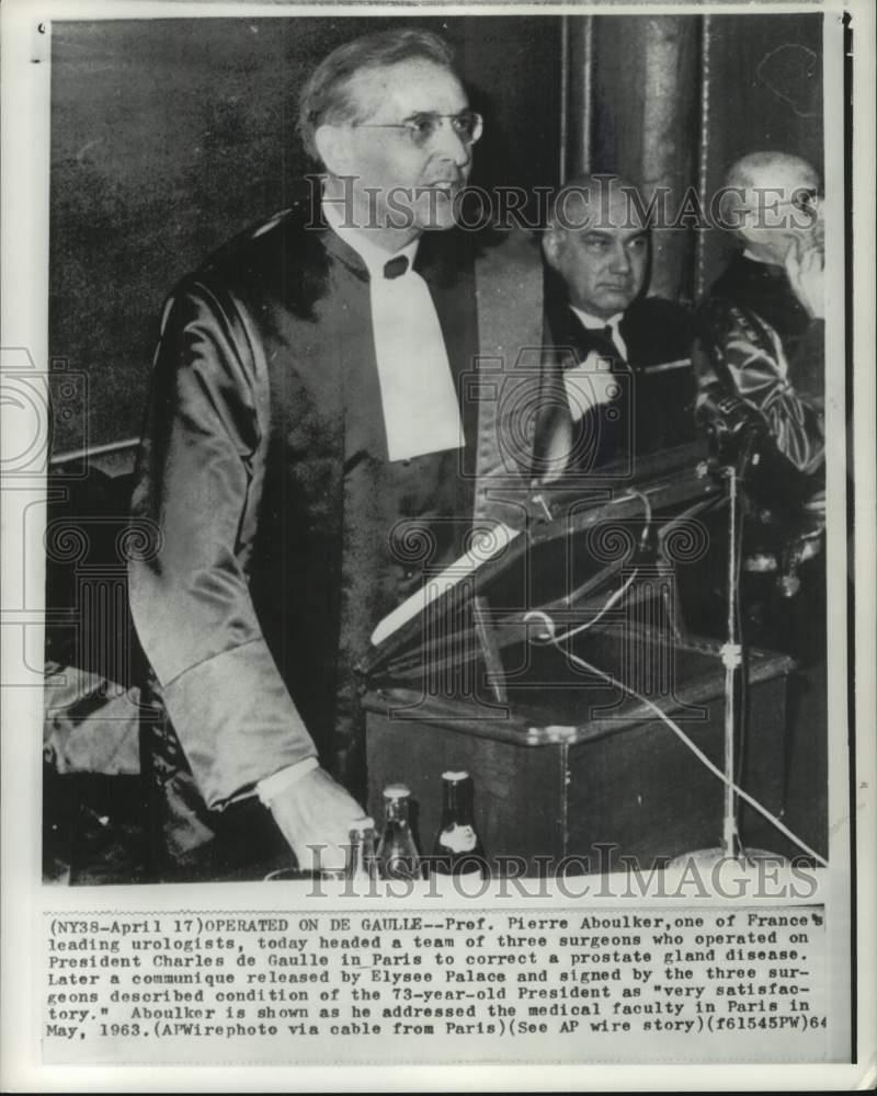 1964 Press Photo French Professor Pierre Aboulker, Urologist in Paris