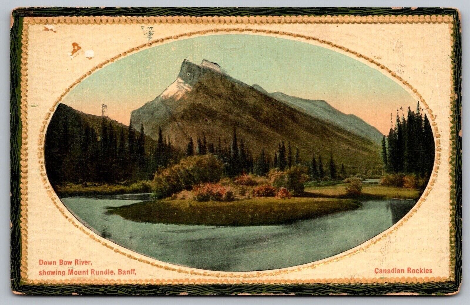 Down Bow River Mount Rundle Banff Canadian Rockies Antique Postcard DB Valentine