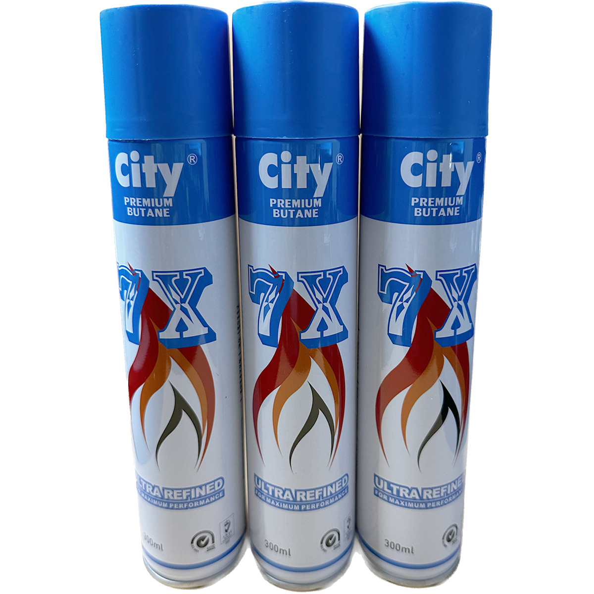 City Can Gas Refill Butane Fuel & Nozzle adapter Refined 300ml 10.14Oz Pack Of 3