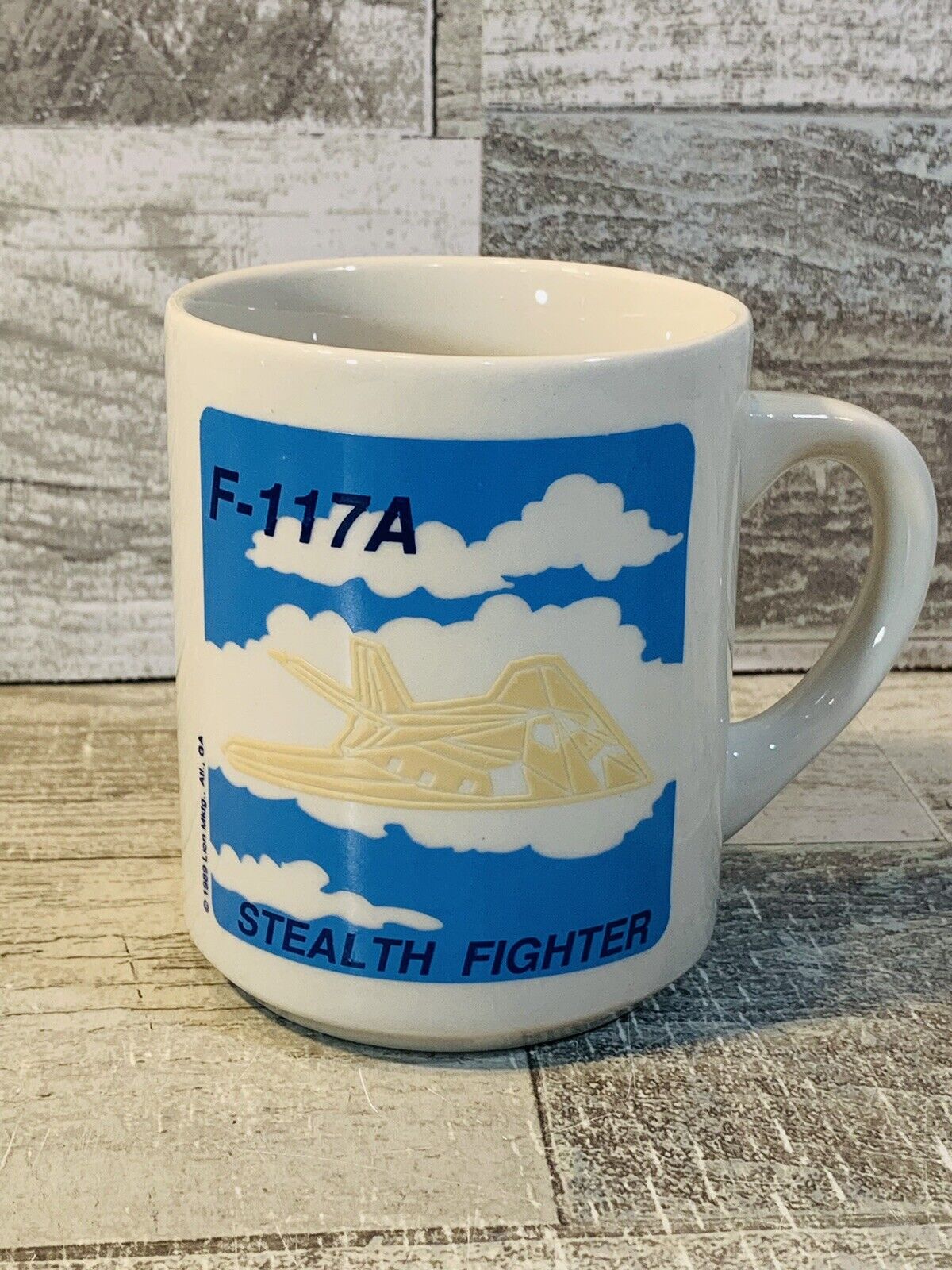 Vintage F-117A Stealth Fighter Coffee Mug Cup 1989 Lion Marketing Made USA