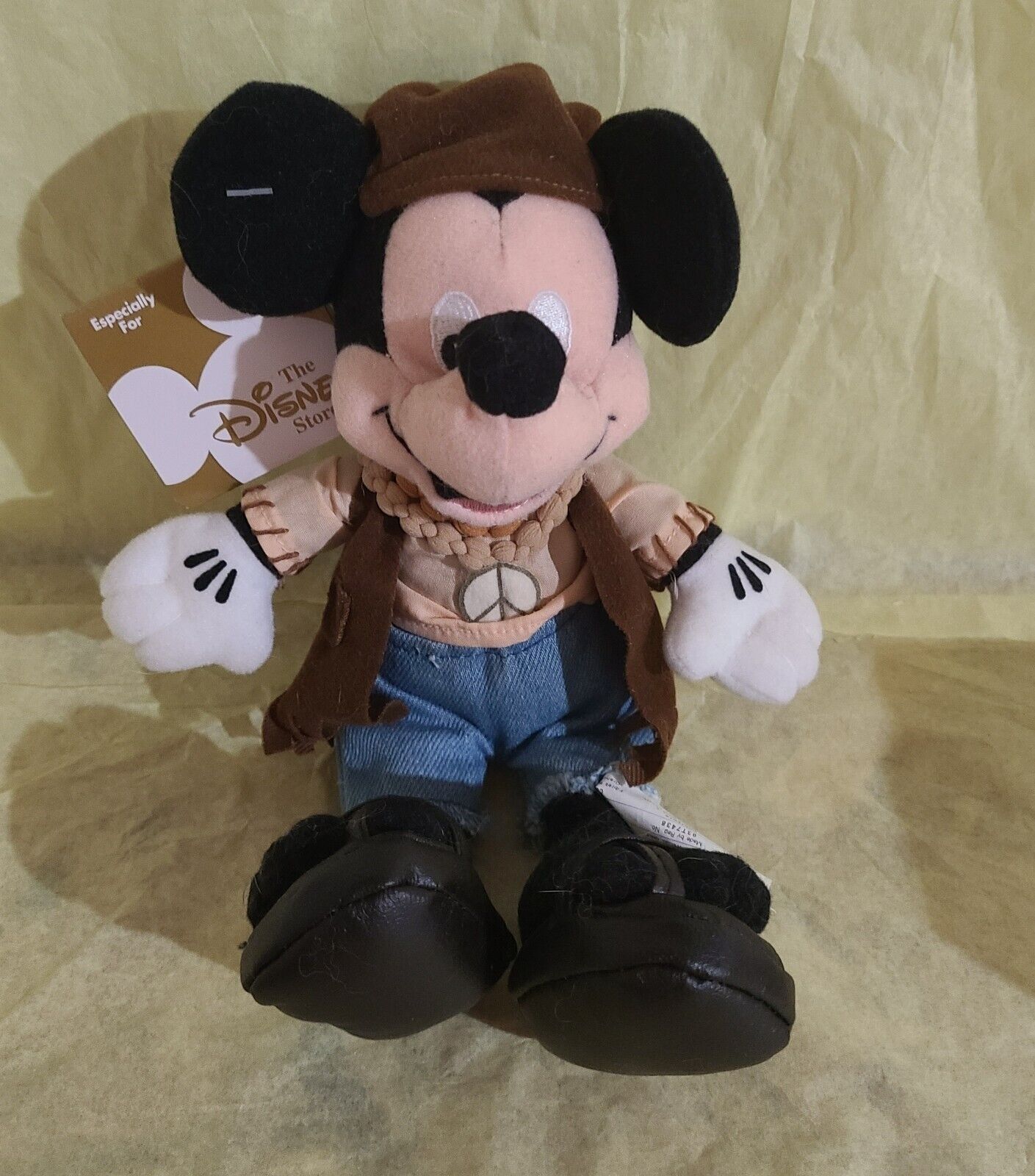 Disney Store  Mickey Mouse Hippie Plush NWT