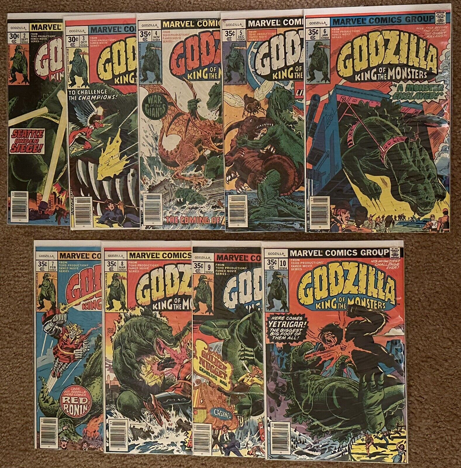 GODZILLA #2-10 Lot Marvel Comics