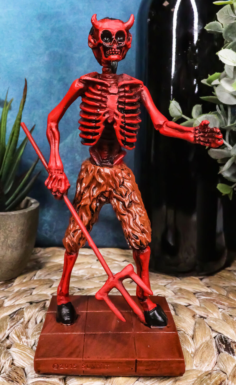 El Diablo Demon Reaper With Fork Skeleton Day of The Dead Figurine