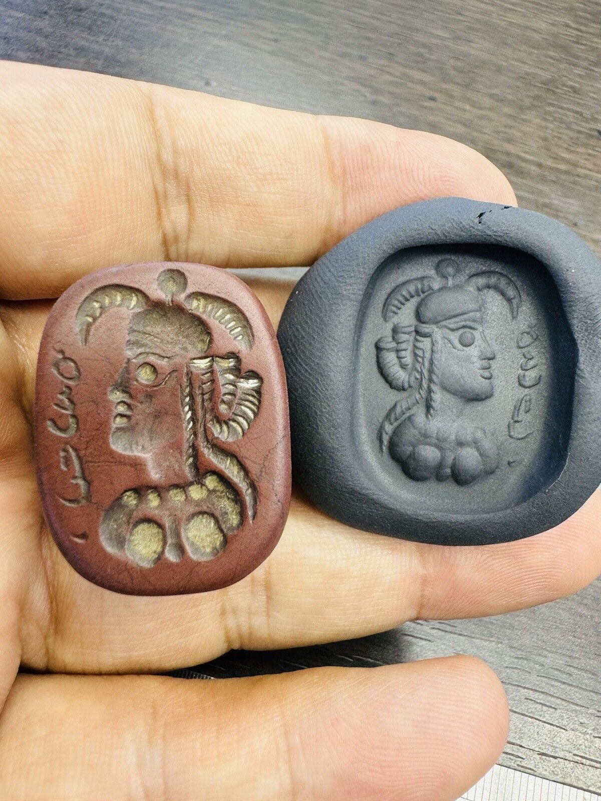 Rare King  Ancient Sassanian  Intaglio Seal Stone Jasper Stamp Bead