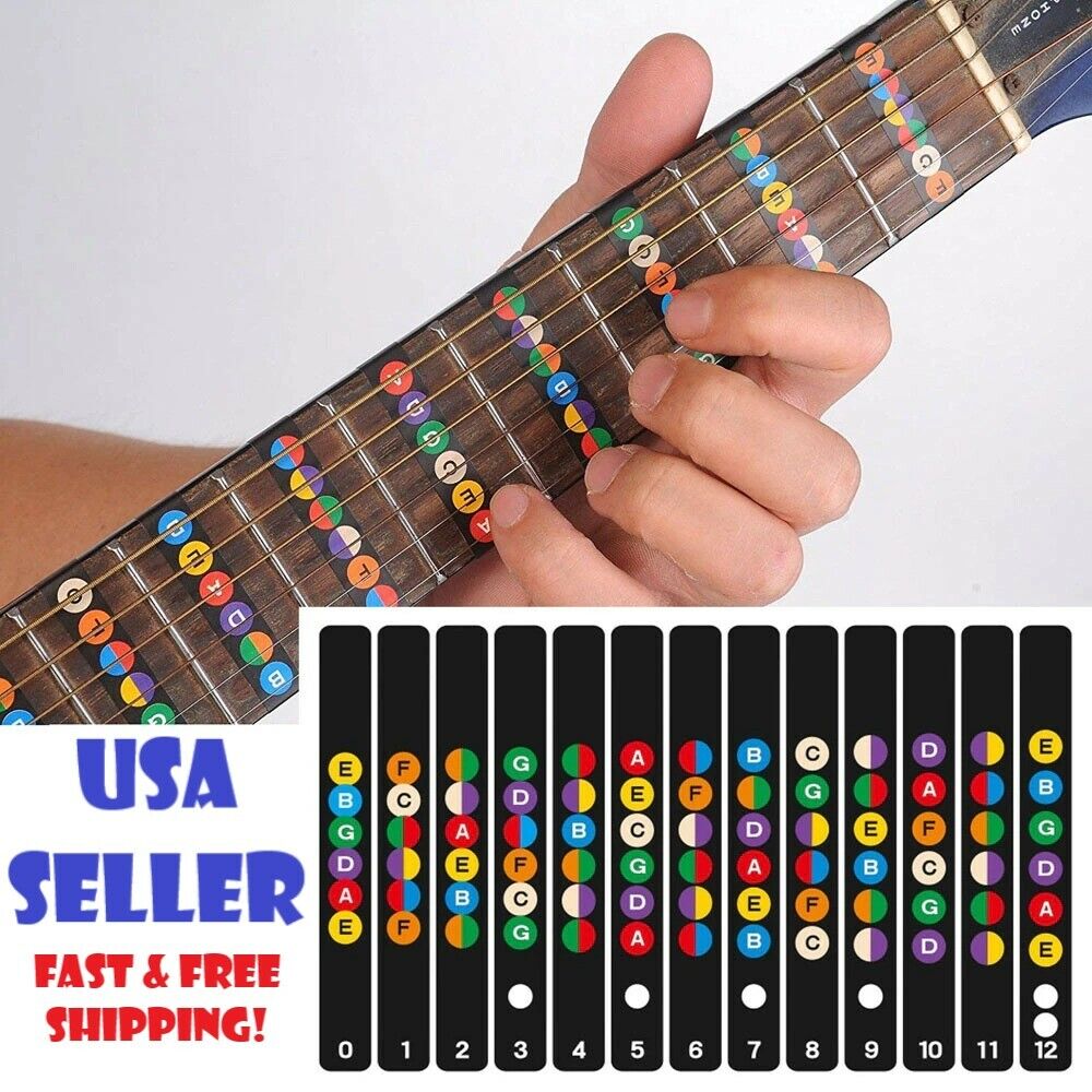 Guitar Fretboard Note Map Decals/Stickers for Learning Notes Chords Progressions