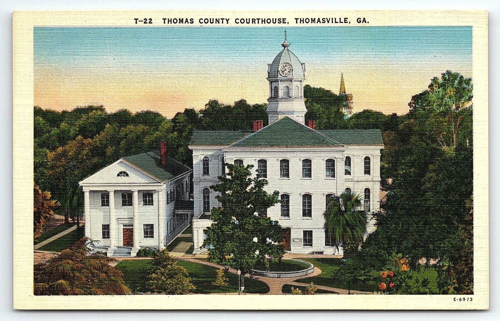 1940s THOMASVILLE GEORGIA GA THOMAS COUNTY COURTHOUSE LINEN POSTCARD P4207