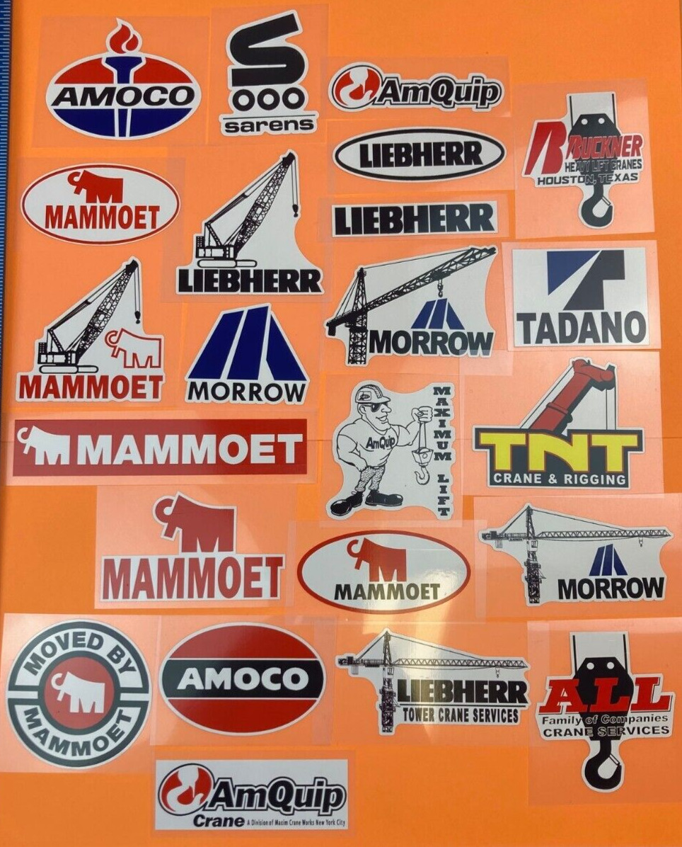 Vinyl Stickers MAMMOET LIEBHERR TOWER CRANE MORROW SARENS TADANO AMOCO AMQUIP