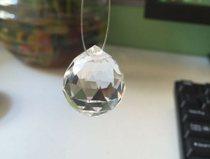 10PC Clear 20MM Fengshui Faceted Prism Ball Crystal Hanging Suncatcher Pendant