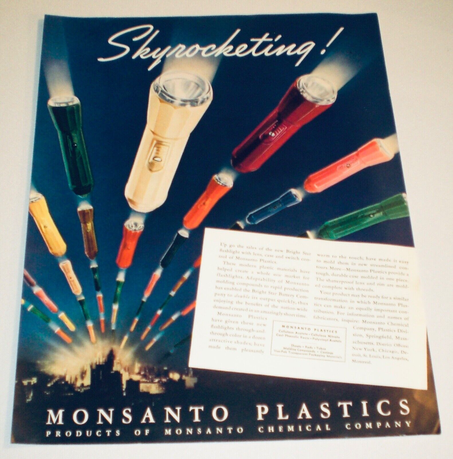 1939 Monsanto Plastics Moulding Compounds ~ Bright Star ~ VINTAGE PRINT AD