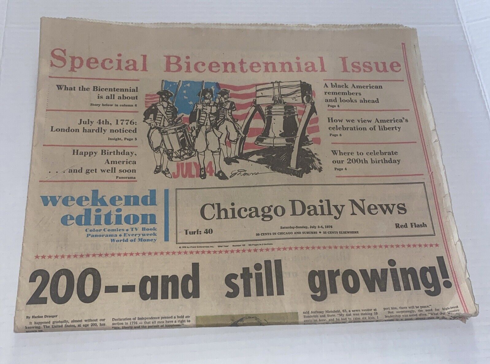 1976 July Chicago Daily News Newspaper Special BICENTENNIAL Issue Vintage ADS