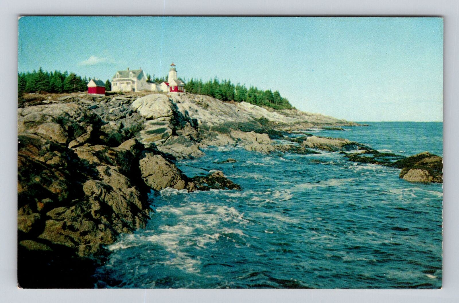 New Harbor ME-Maine, Pemaquid Light House, Vintage Souvenir Postcard