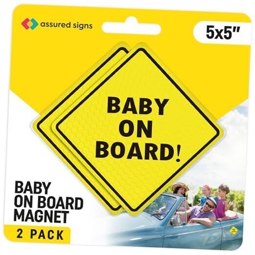 ASSURED SIGNS Baby On Board MAGNET for Car - 2 Pack, 5\