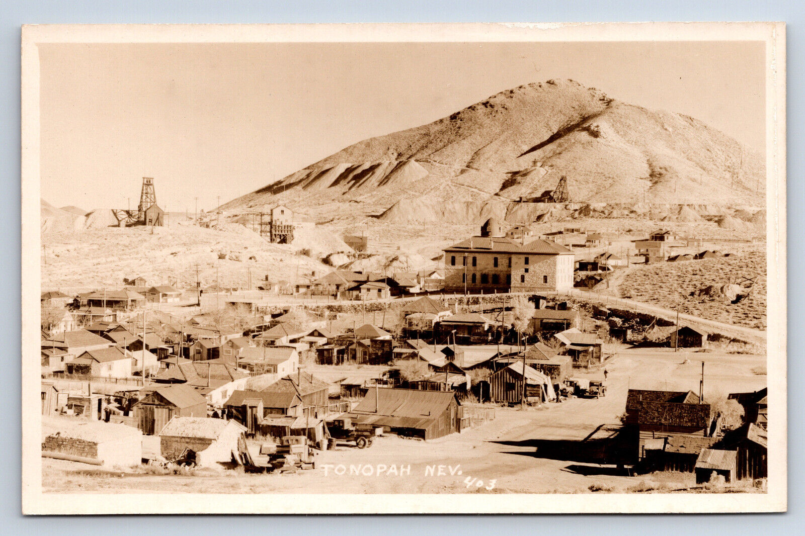 Vintage RPPC Tonopah NV Birdseye View of Town Mine Mining Real Photo Postcard Q9