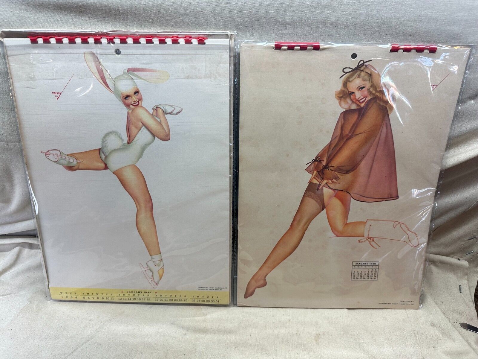 PAIR 1947 & 1948 Pretty Girl Calendar Complete (1947 Has Cover)