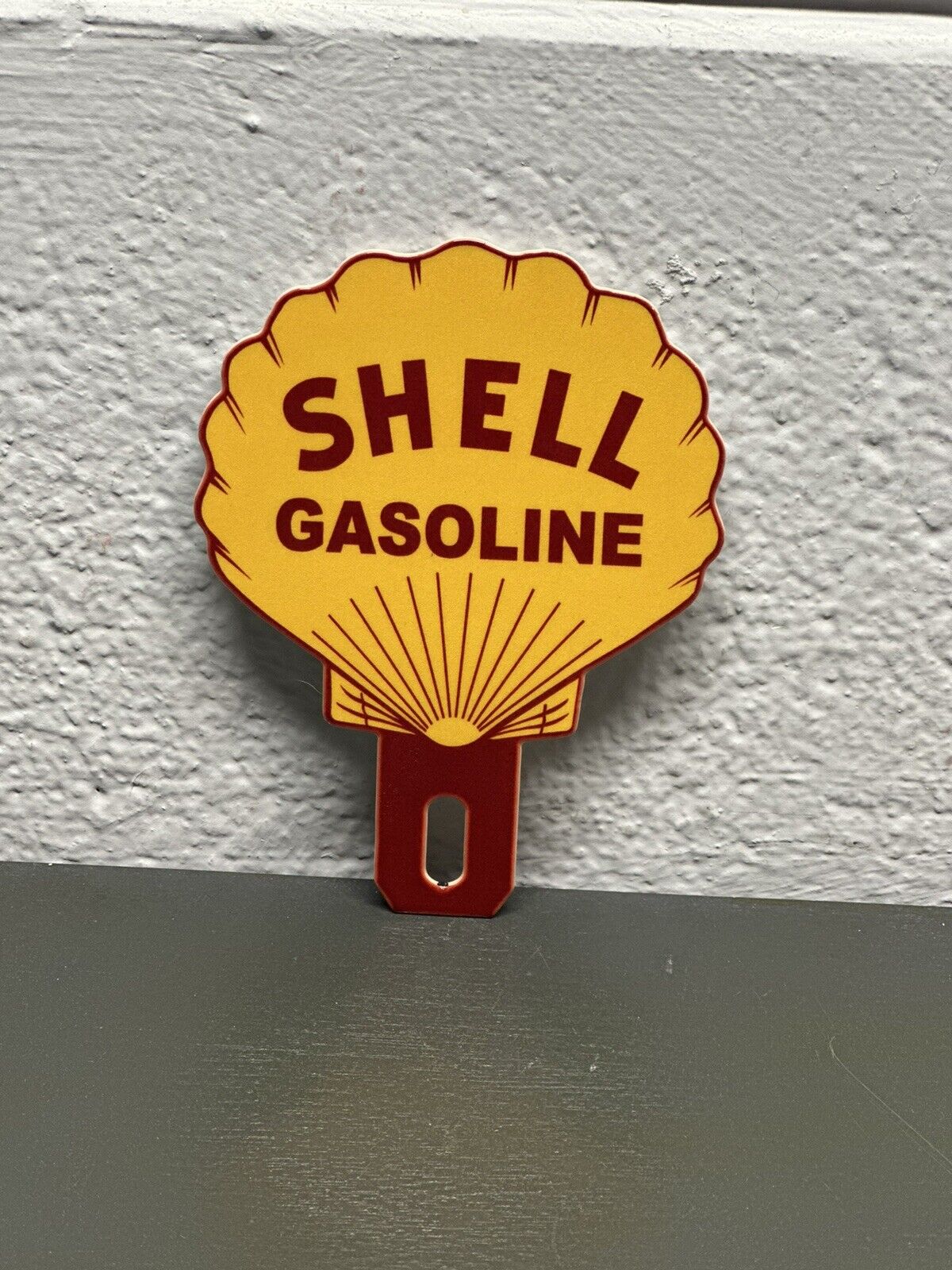 SHELL Gasoline Plate Topper Sign Marine  Motors Sales Service Gas Oil Station