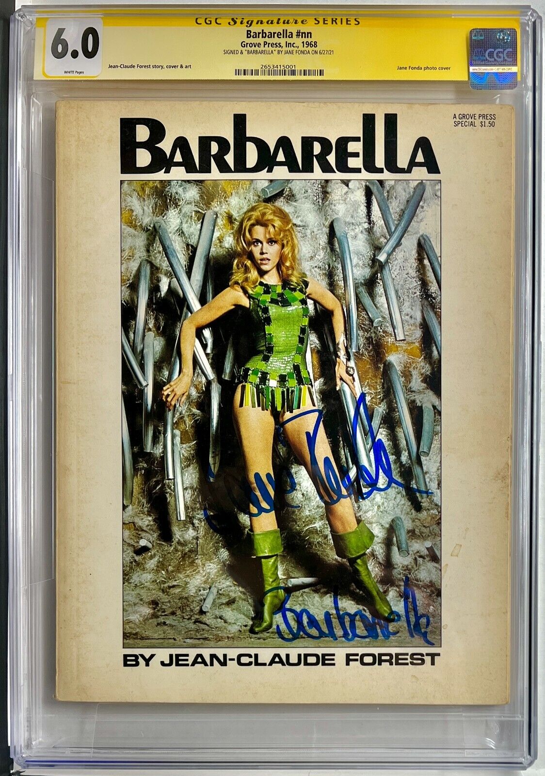 CGC Signature Series Graded 6.0 Barbarella Special Magazine Signed by Jane Fonda