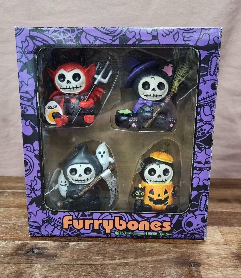 BRAND NEW 2023 Furrybones Halloween Box Set Skeleton Skull Witch Devil Reaper