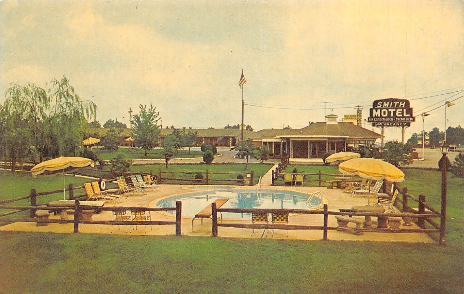 Kennesaw Georgia 1960s Postcard Smith Motel Swimming Pool 
