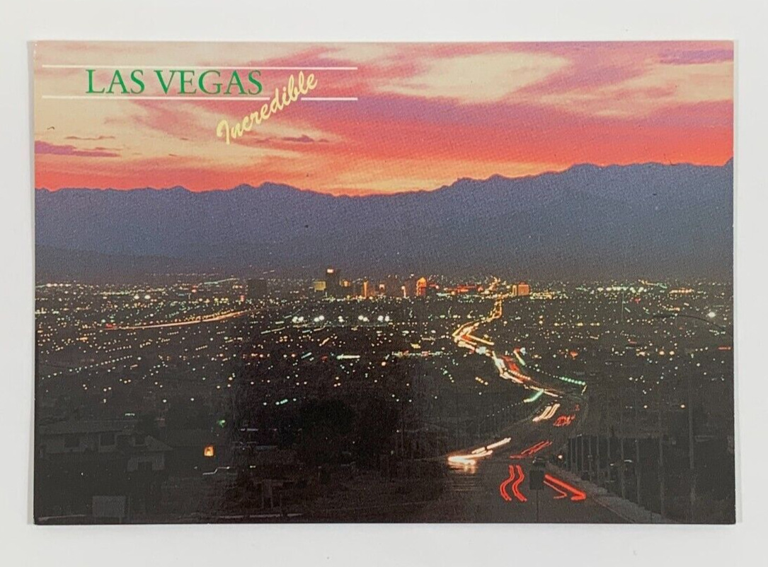 Aerial View of Incredible Sunsets of the city of Las Vegas Postcard Unposted
