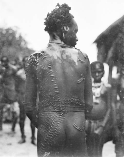 Scars on the back of a young man Papua New Guinea 1913 Old Photo