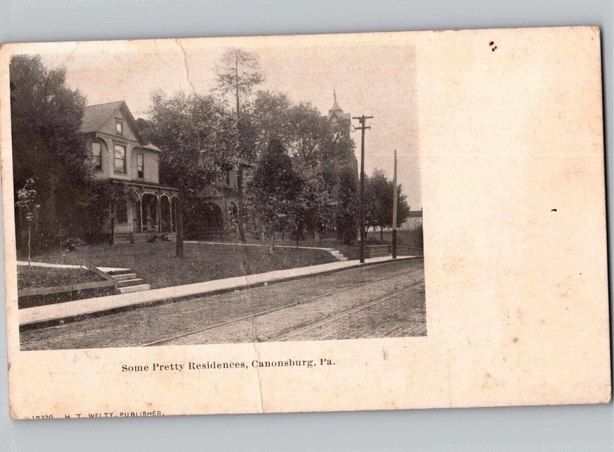 c1905 Pretty Residences Homes Street View Canonsburg Pennsylvania PA Postcard