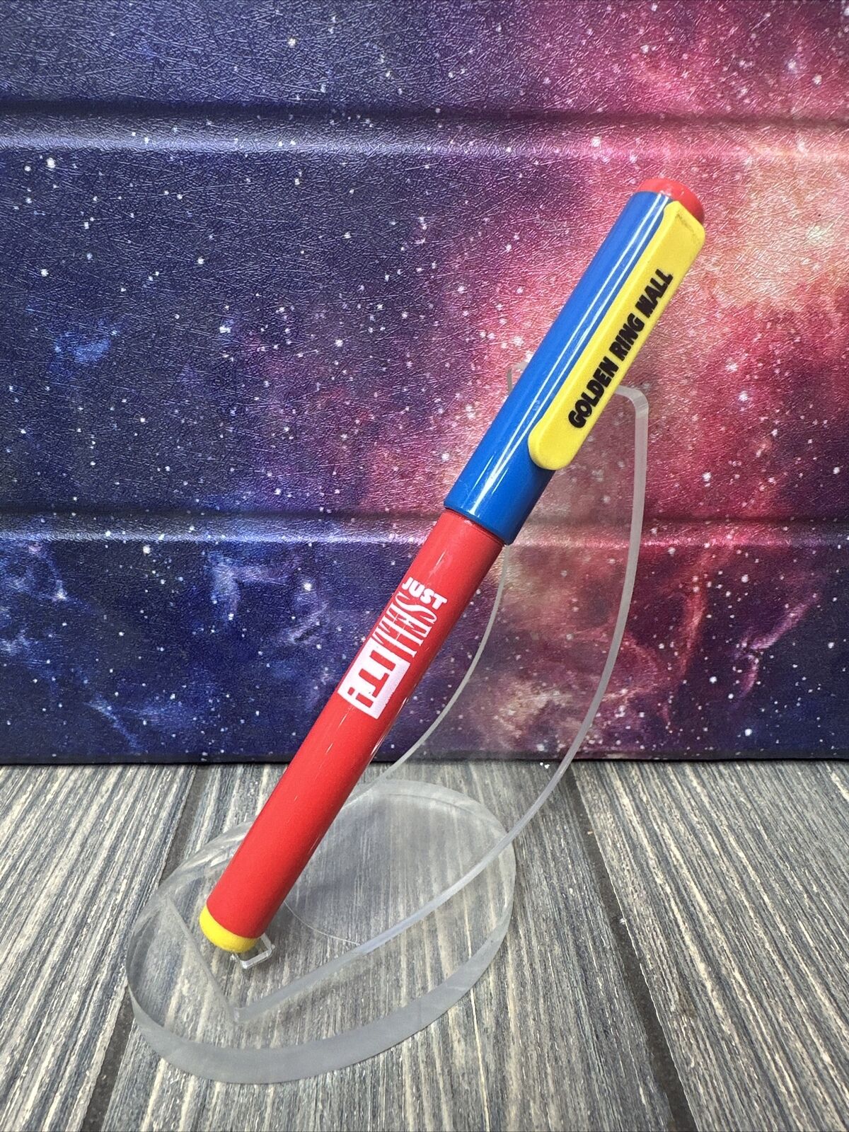 Vintage Just Sell It Primary Color Block Advertisement Pen Golden Ring Mall