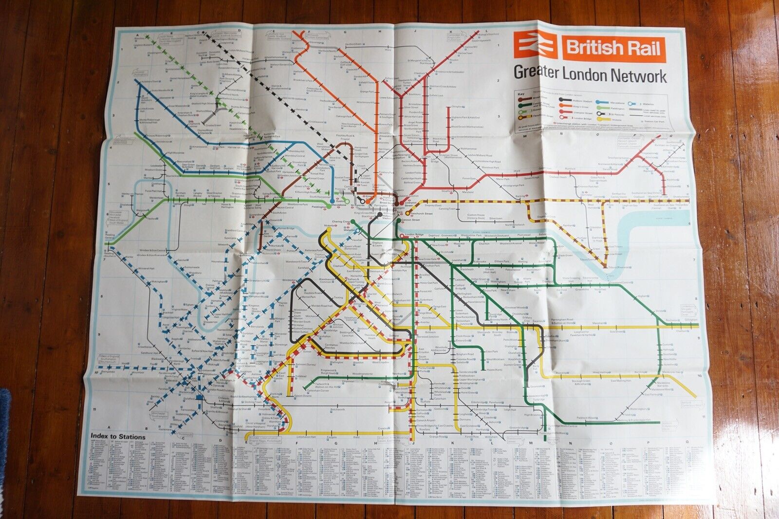 1965 British Rail Greater London Network Route Map Railway Quad Poster 
