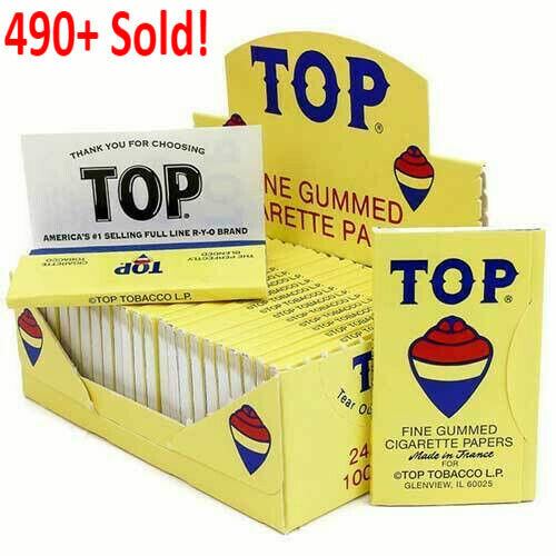 AUTHENTIC Top Fine Gummed Cigarette Rolling Papers 24 Booklets  - 