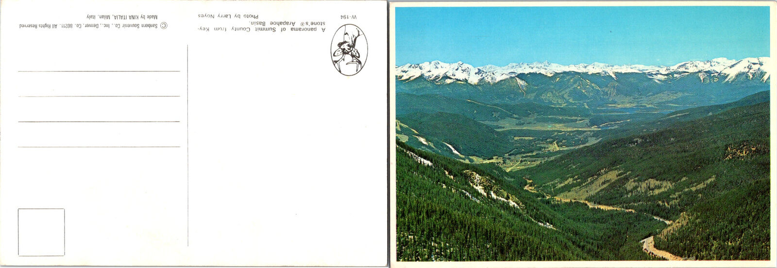 Panorama Summit County from Keystone\'s Arapahoe Basin CO Postcards unused 51998
