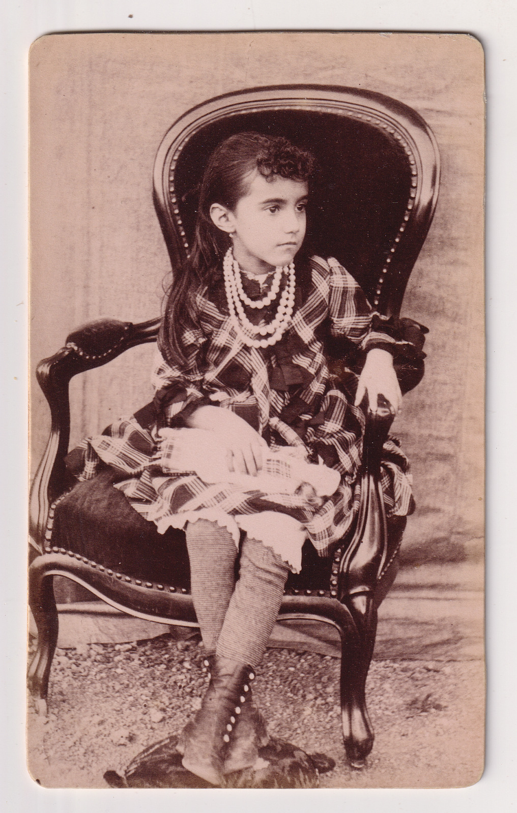 Amazing** CDV - Child Doll - Vintage Carbon Print c.1896