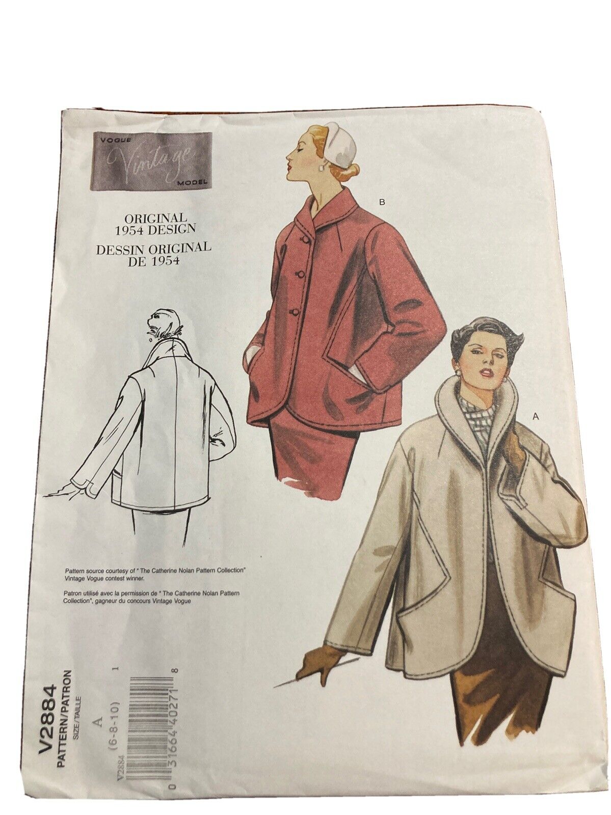 Vogue New Uncut Pattern Size 6-10 Original Design Jacket V2884 Vintage