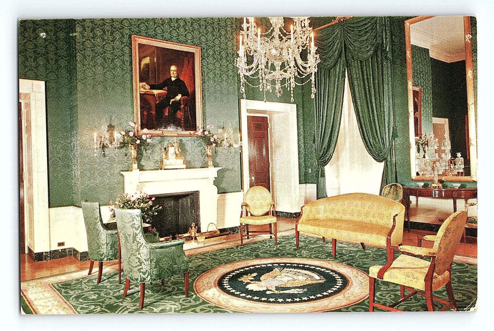 The Green Room White House Washington D.C. Vintage Postcard