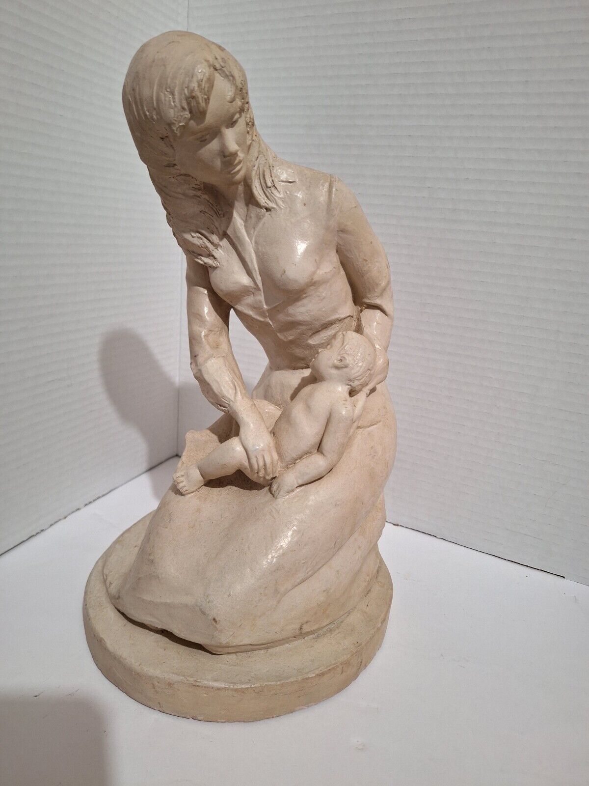David Fisher for Austin Prod. c.1980 12” Tall, Woman and Child Sculpture