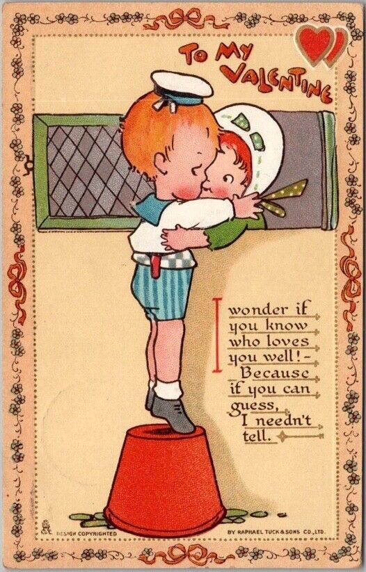 1911 VALENTINE'S DAY Embossed Postcard 