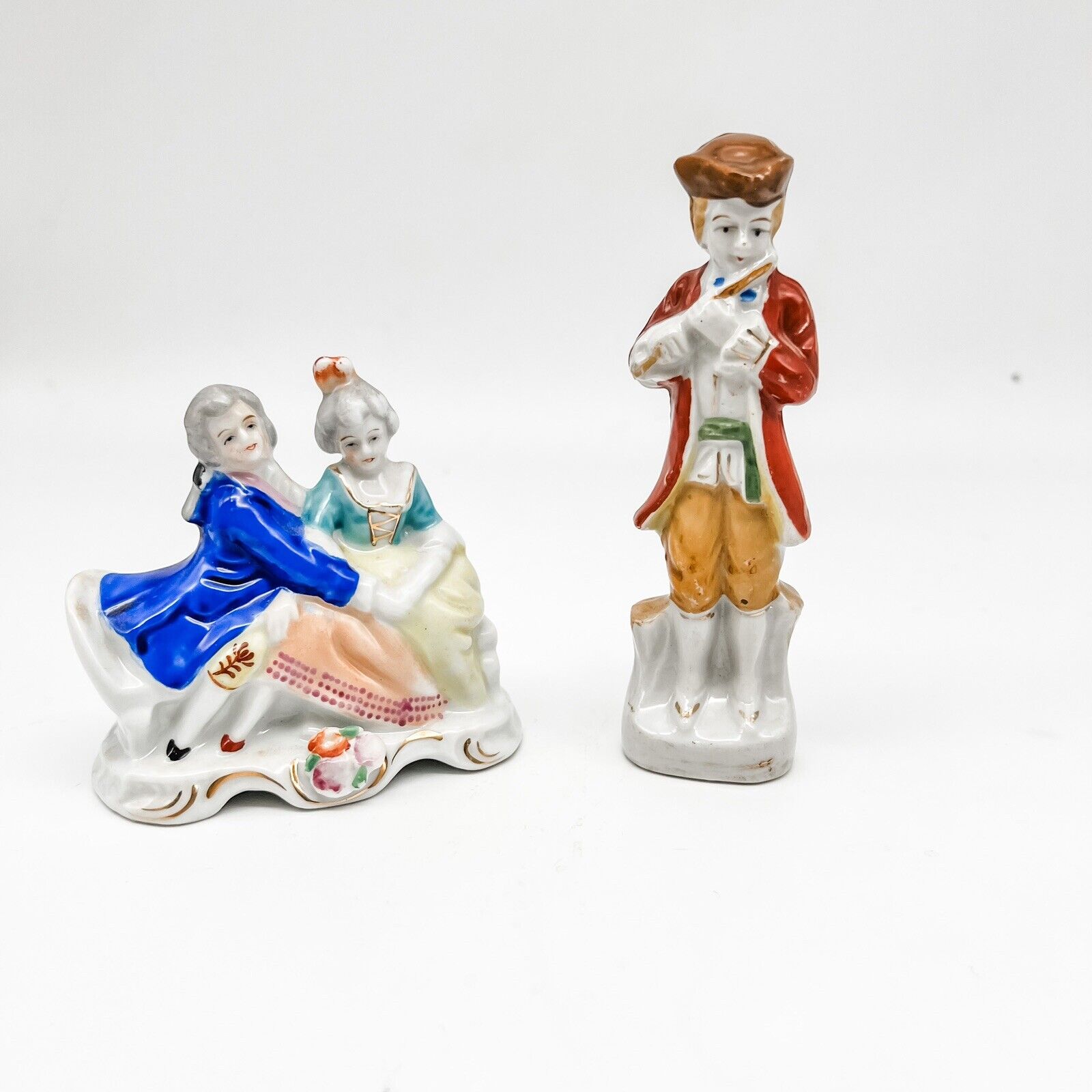 Figurines Made in Occupied Japan/Courting Couple/Musician/18th c. British dress