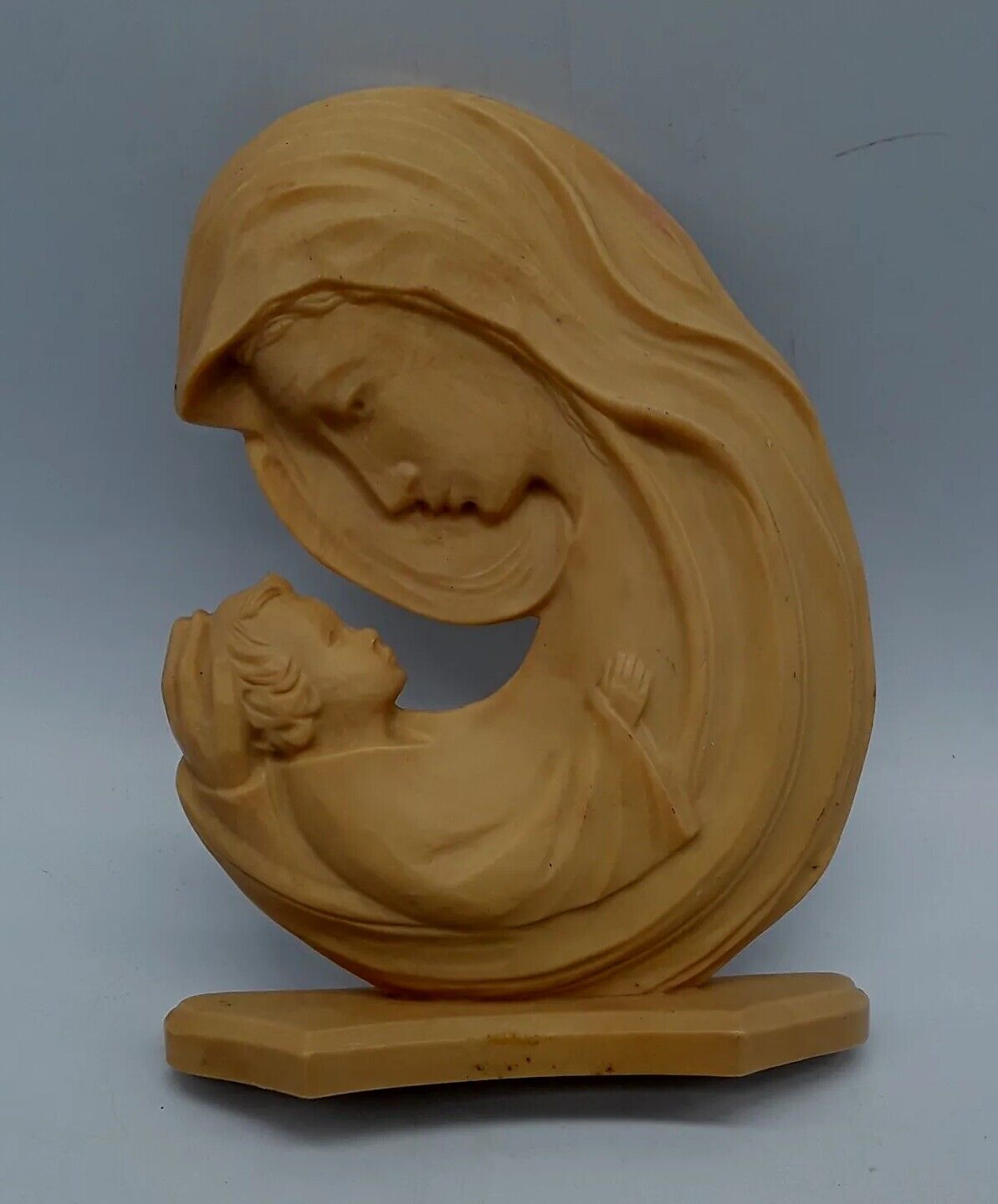 Vintage Celluloid Plastic blessed mother Mary  Baby Jesus Silhouette 5.5\