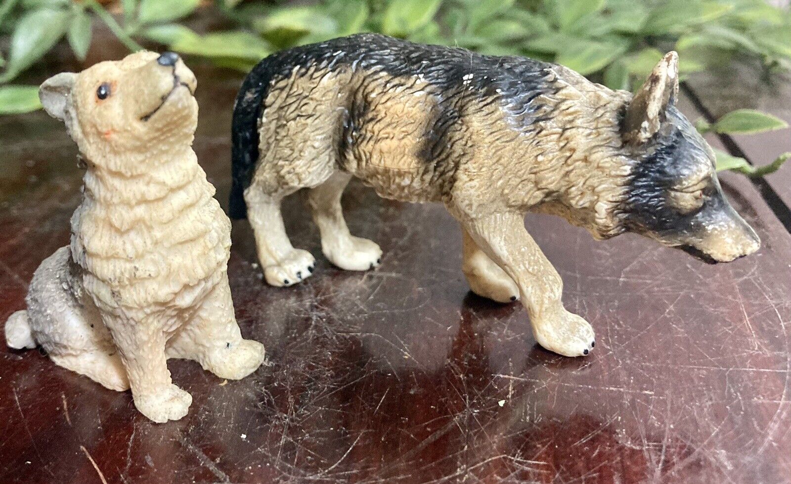 VTG Schleich German Shepard & Small Resin Wolf Cub Figurines 