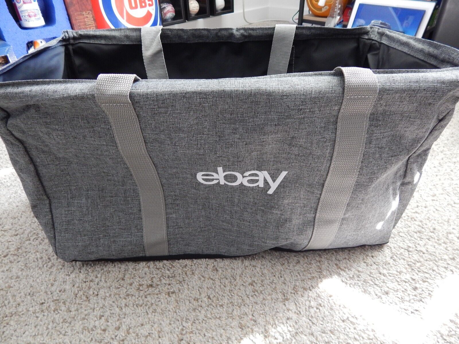 EBAY OPEN 2023 SELLERS SWAG REUSABLE GRAY LARGE FOLDING TOTE BAG WIRE FRAME NEW