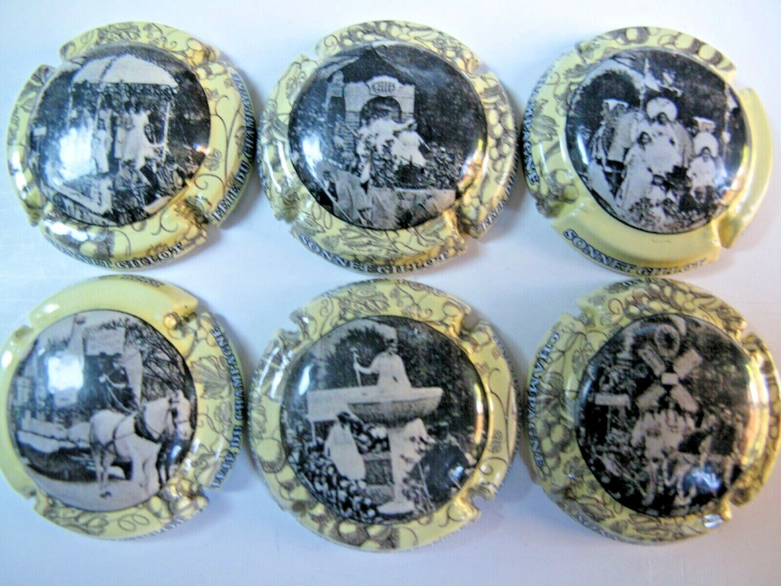 Series of 6 Champagne Capsules SONNET - GILLOT, 13 to 18 Champagne Festival 1921