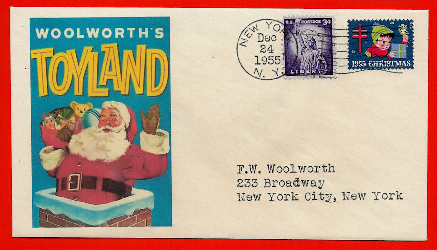 1950s Woolworth\'s Santa Claus ad Featured on Collector\'s Xmas Envelope *XS1372