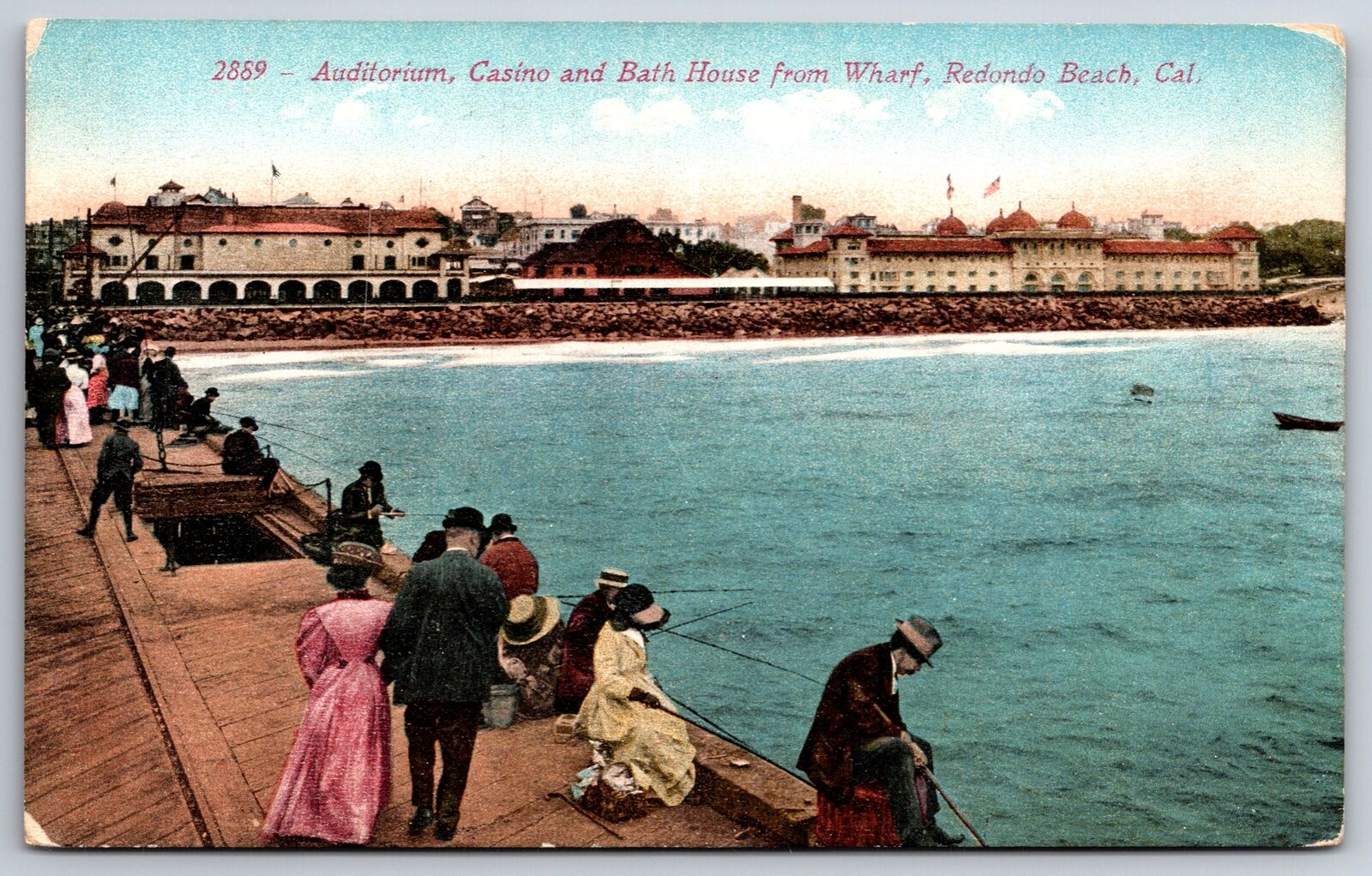 Redondo Beach California~Auditorium~Casino & Bath House From Wharf~c1910 PC