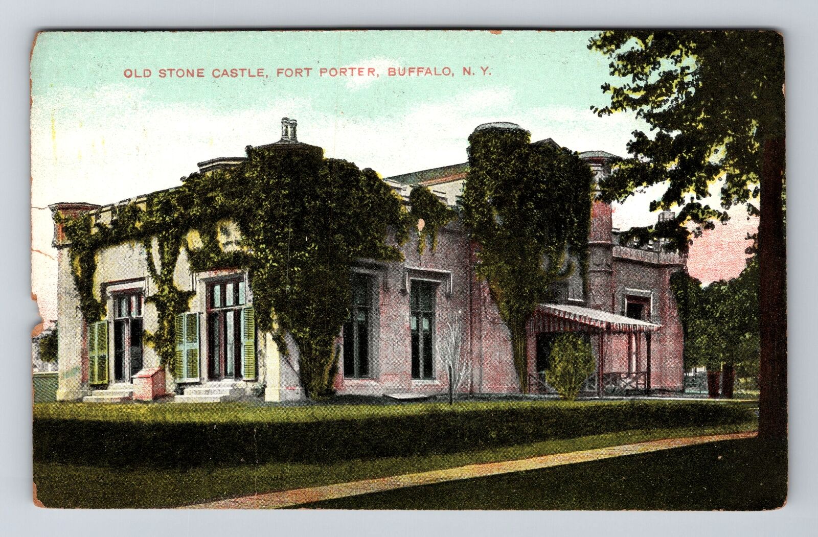 Buffalo NY-New York, Old Stone Castle, Fort Porter Vintage Souvenir Postcard