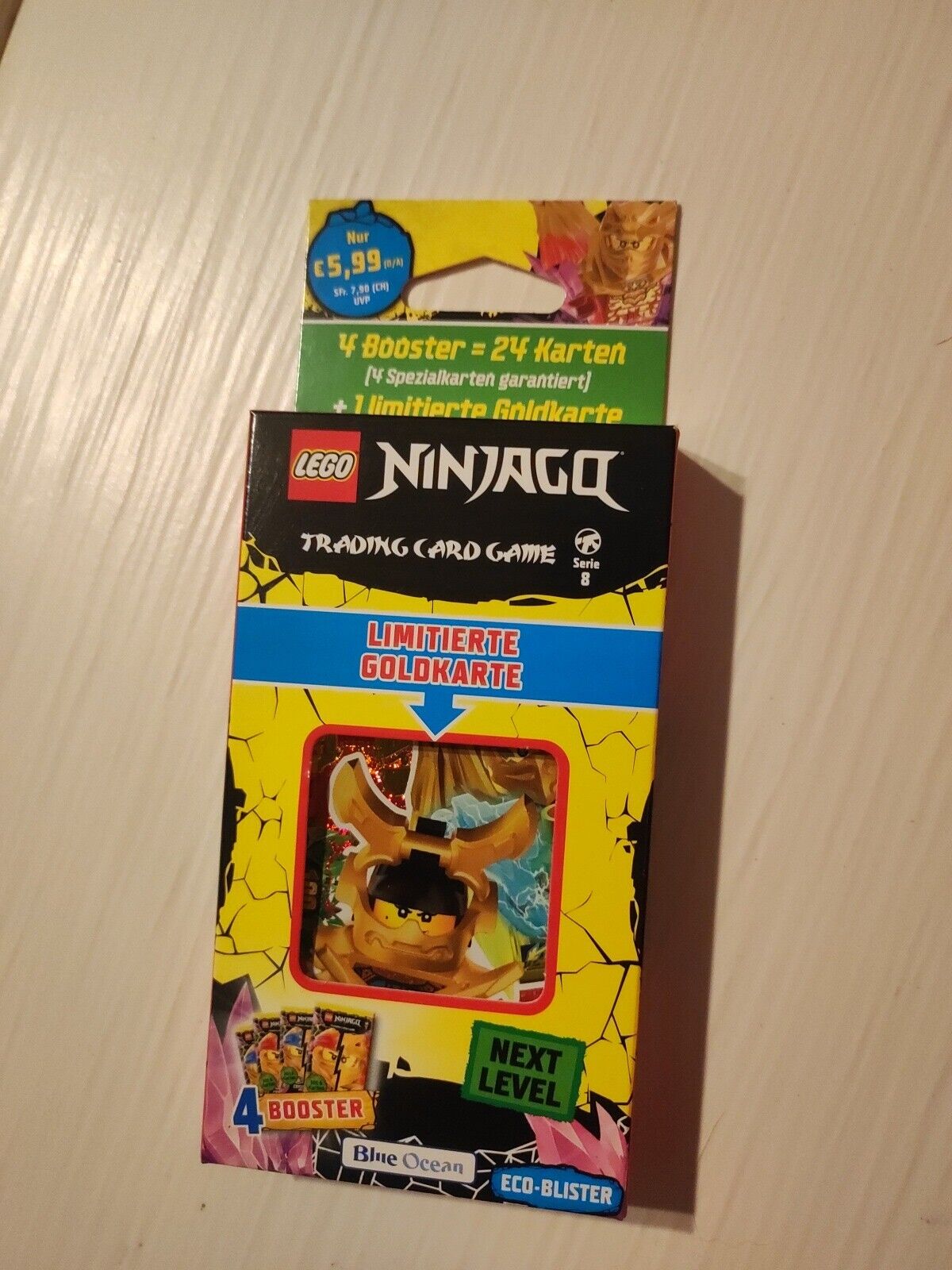 LEGO NINJAGO TRADING CARD GAME SERIES 8 NEXT LEVEL 4BOOSTER, 24 CARDS, 1GOLD CARD