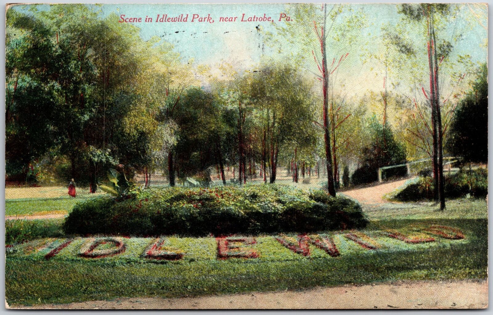 Latrobe Pennsylvania, 1908 Scene in Idlewild Park, Green Grass, Vintage Postcard