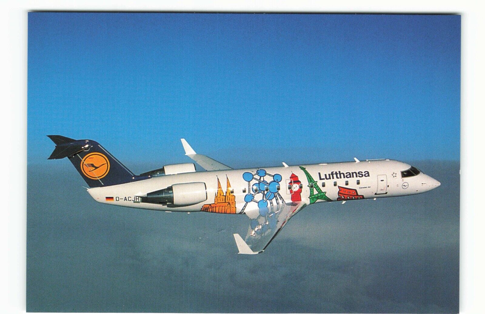 Postcard Airline LUFTHANSA CITY LINE Canadair Jet Little Europe D-ACJH B VPC01.