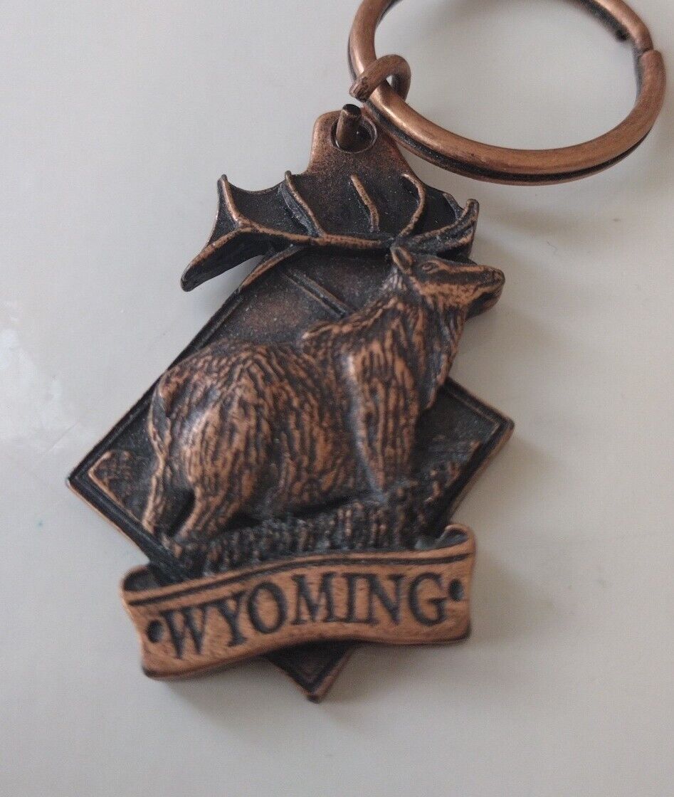 Wyoming Elk Souvenir Keychain Keyring 